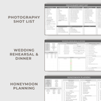 Wedding Planner Spreadsheets & Wedding Day Binder