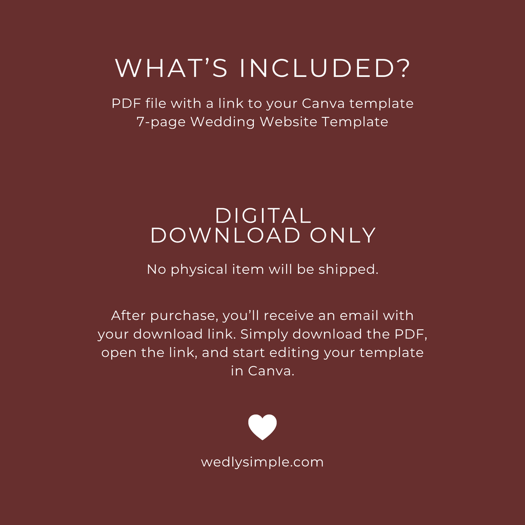 Wedding Website Template Canva - Burgundy