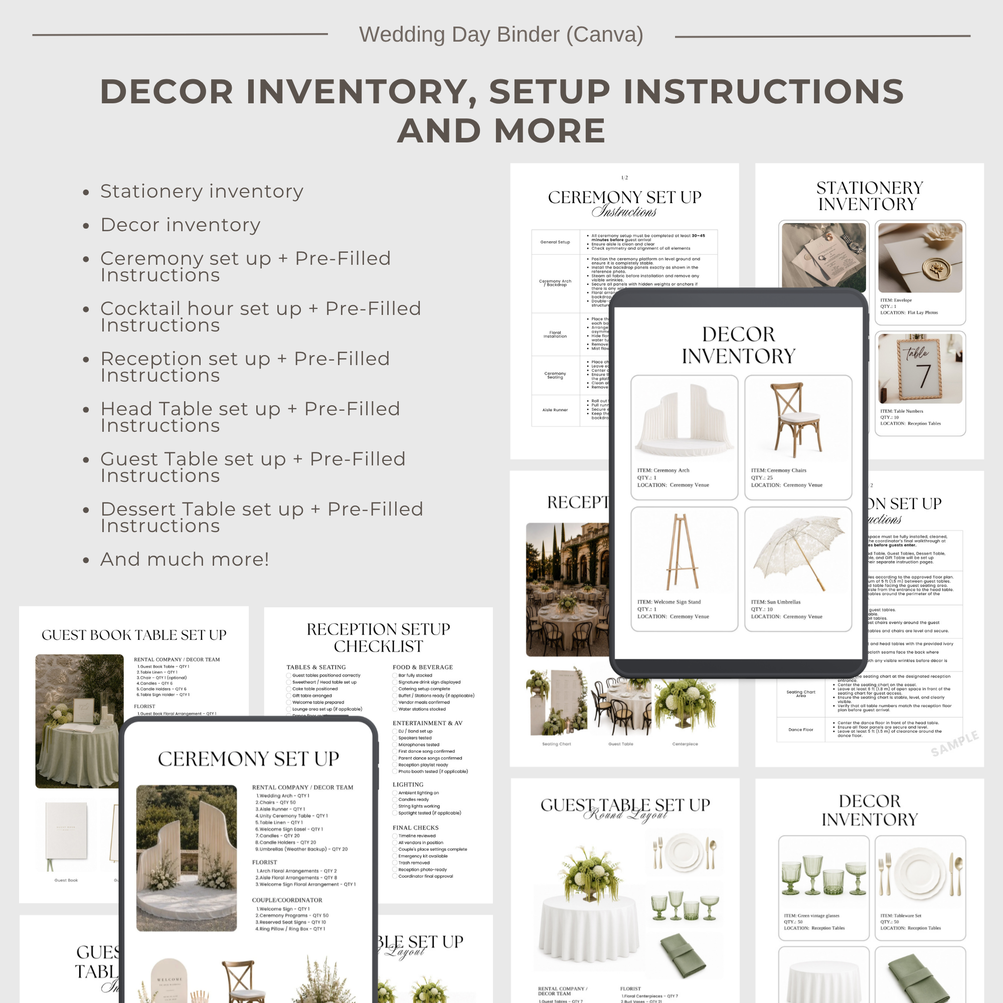 Wedding Planner Spreadsheets & Wedding Day Binder