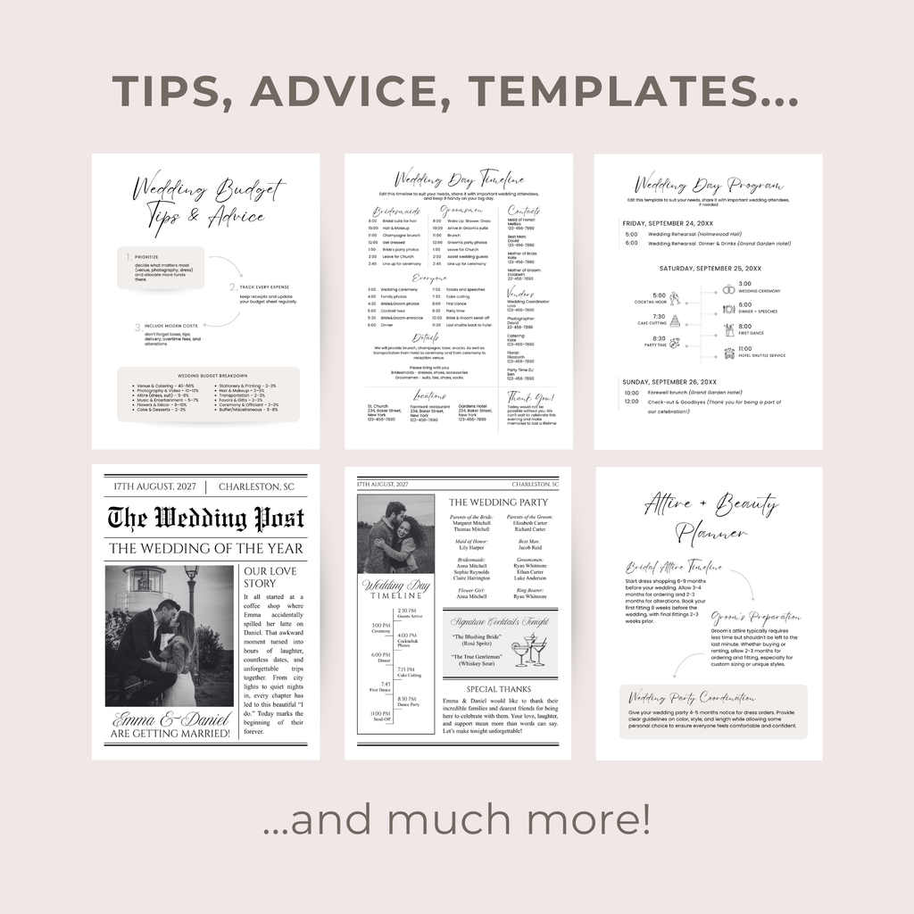 Ultimate Wedding Planner: Spreadsheets and Canva templates.