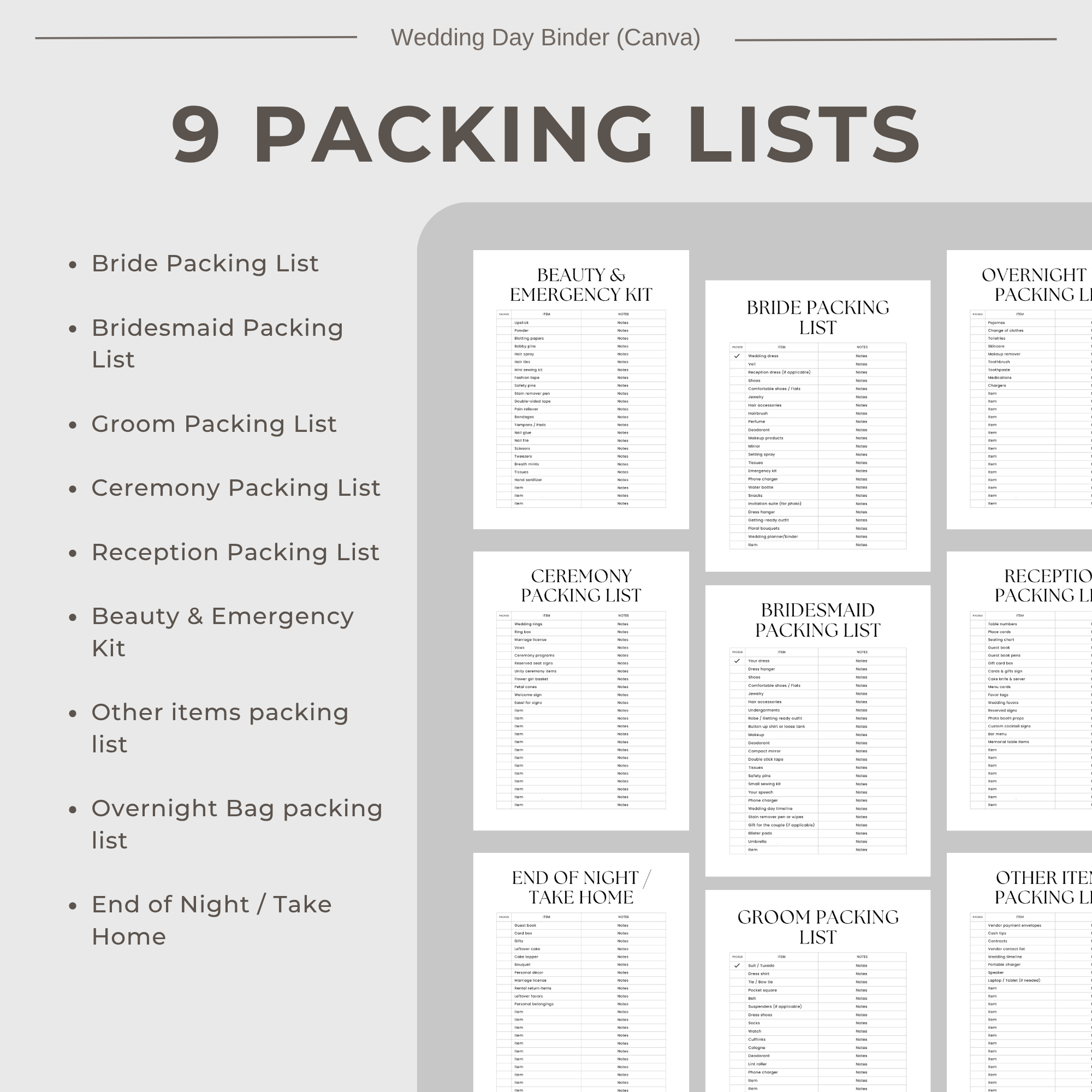 Wedding Planner Spreadsheets & Wedding Day Binder