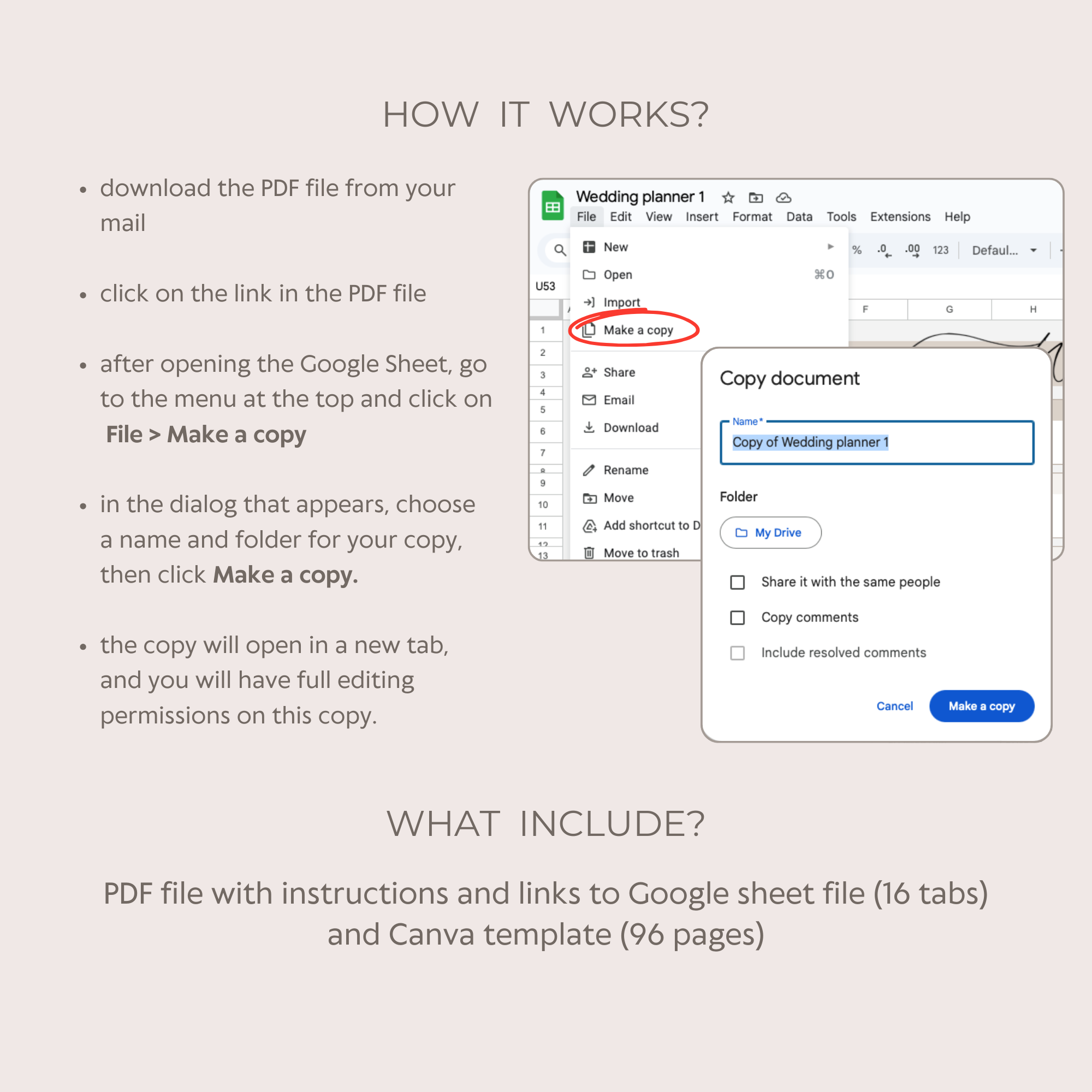 Ultimate Wedding Planner: Spreadsheets and Canva templates.