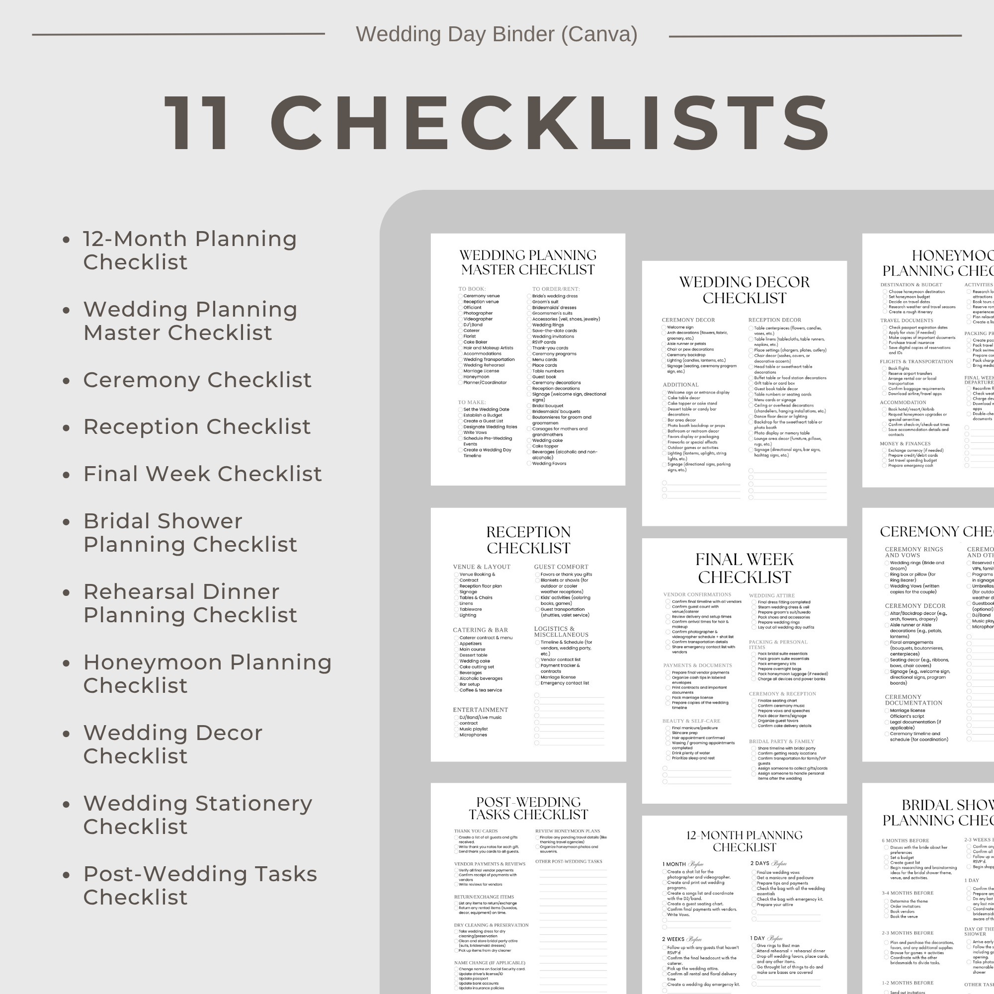 Wedding Planner Spreadsheets & Wedding Day Binder