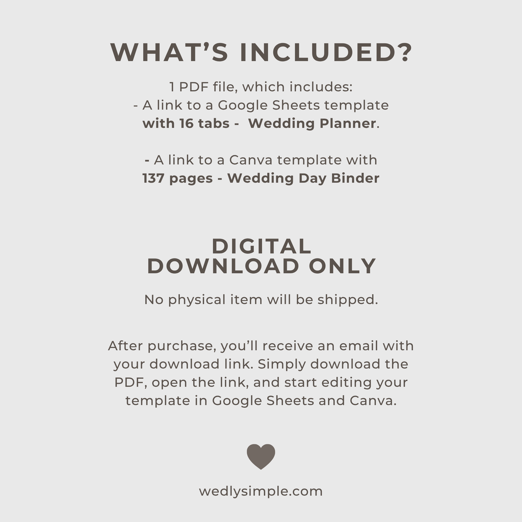Wedding Planner Spreadsheets & Wedding Day Binder