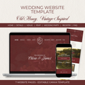 Wedding Website Template Canva - Burgundy