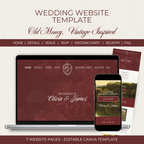 Wedding Website Template Canva - Burgundy