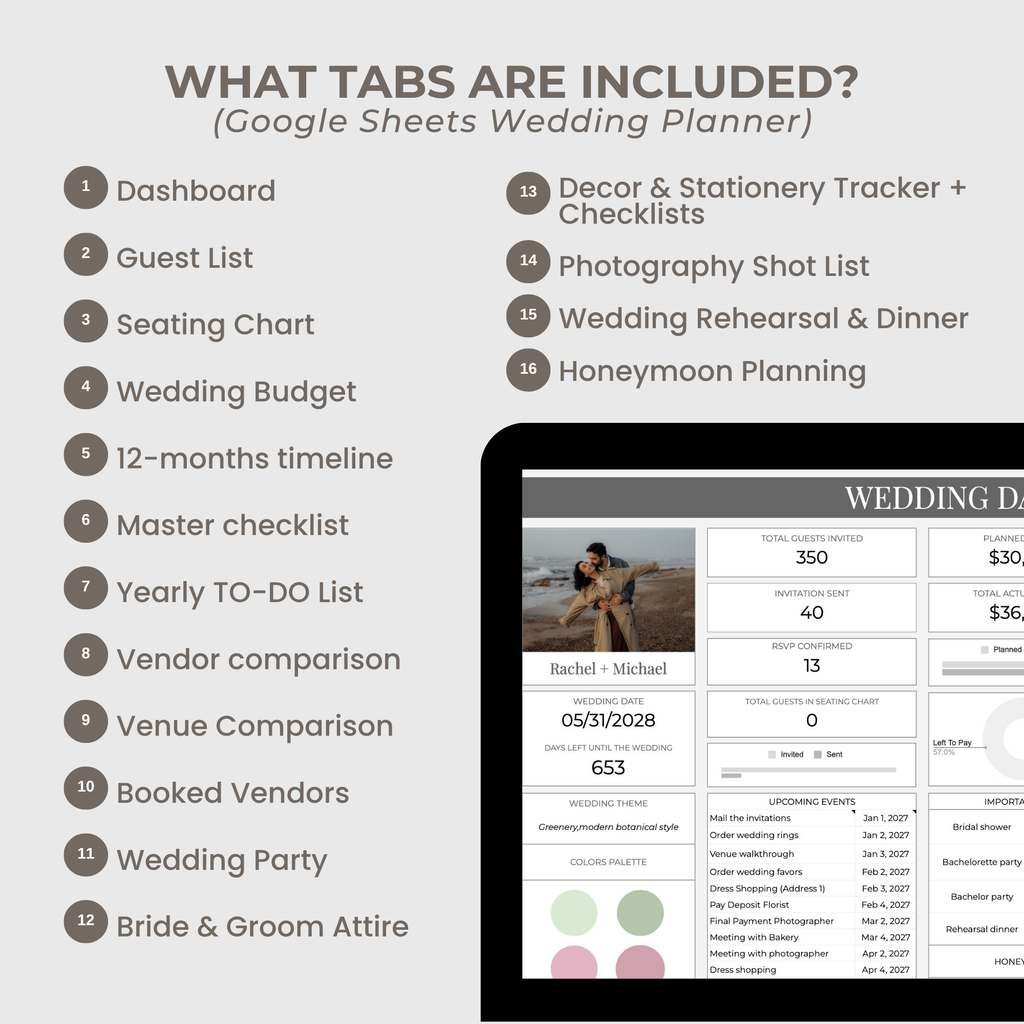 Wedding Planner Spreadsheets & Wedding Day Binder