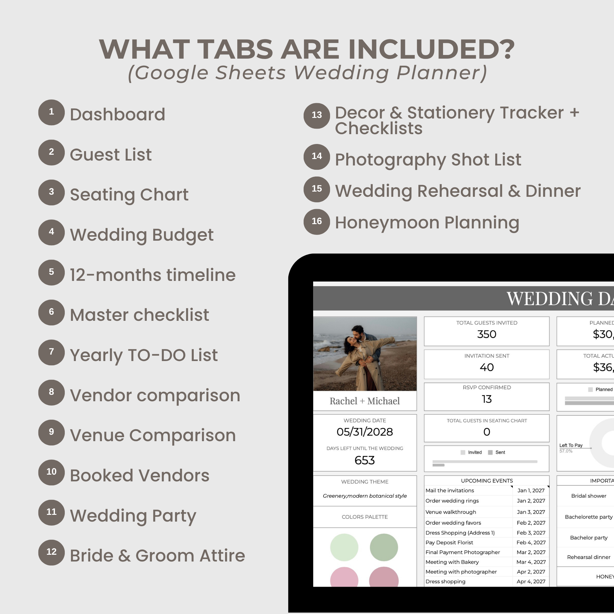 Wedding Planner Spreadsheets & Wedding Day Binder