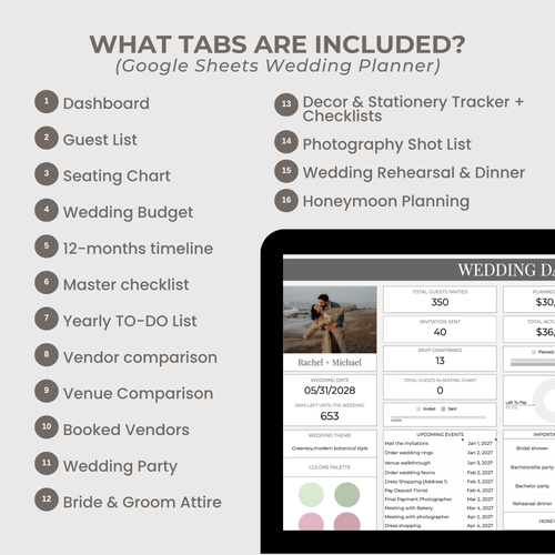Wedding Planner Spreadsheets & Wedding Day Binder
