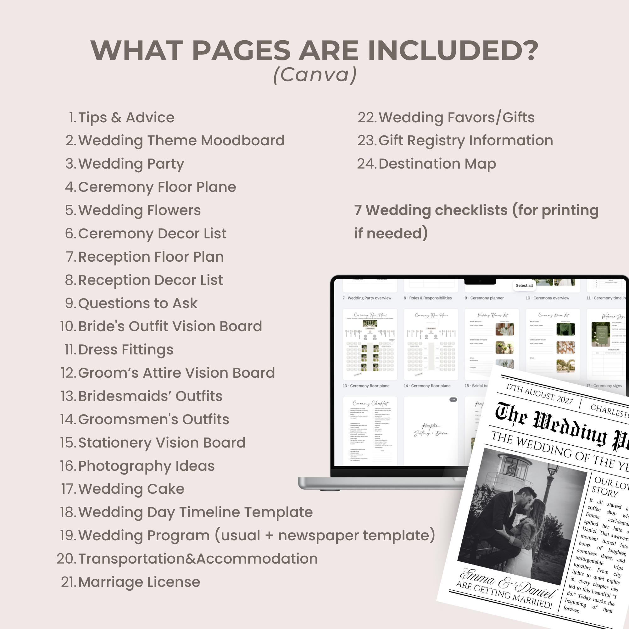 Ultimate Wedding Planner: Spreadsheets and Canva templates.