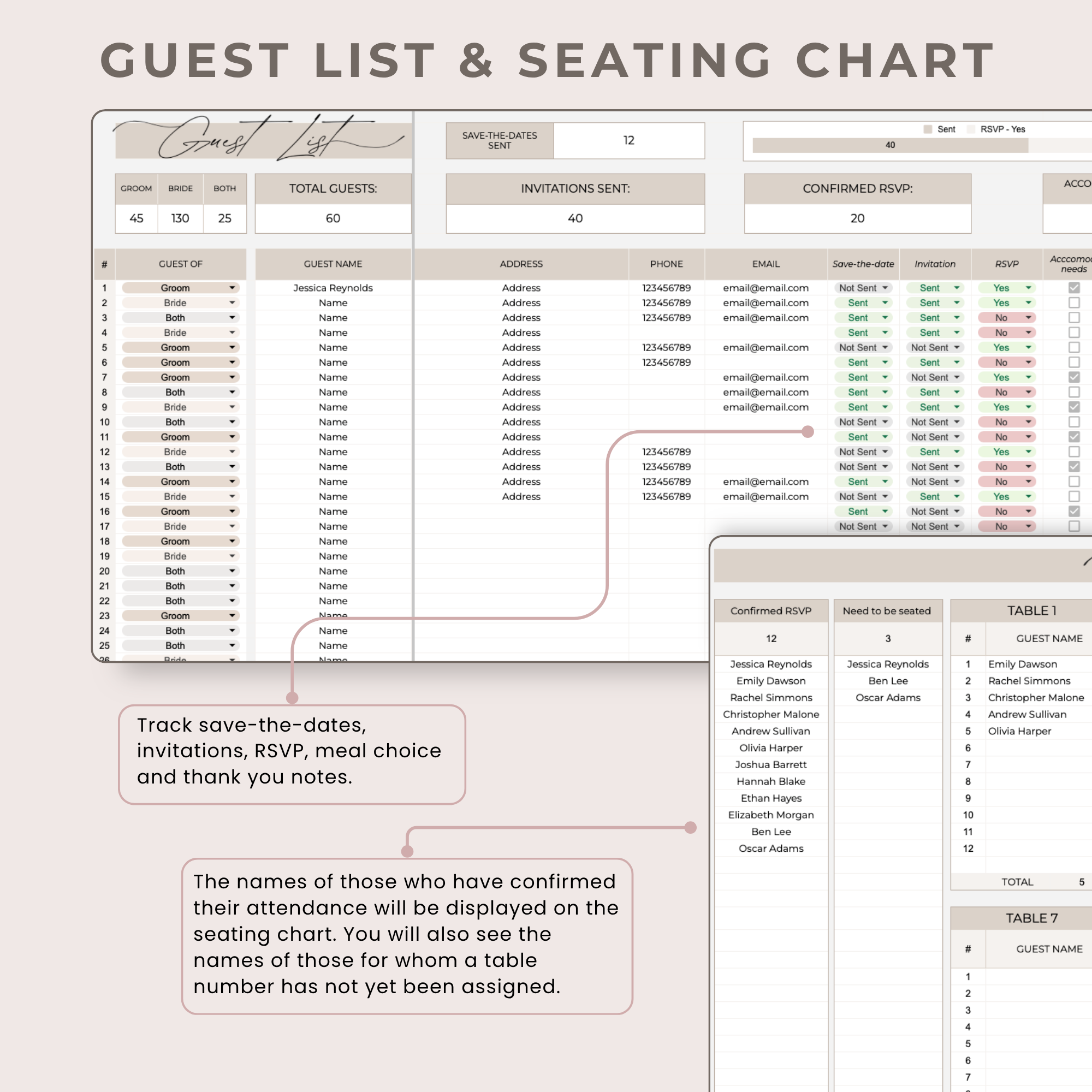 Ultimate Wedding Planner: Spreadsheets and Canva templates.