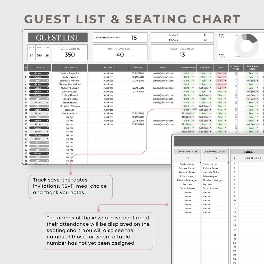 Wedding Planner Spreadsheets & Wedding Day Binder