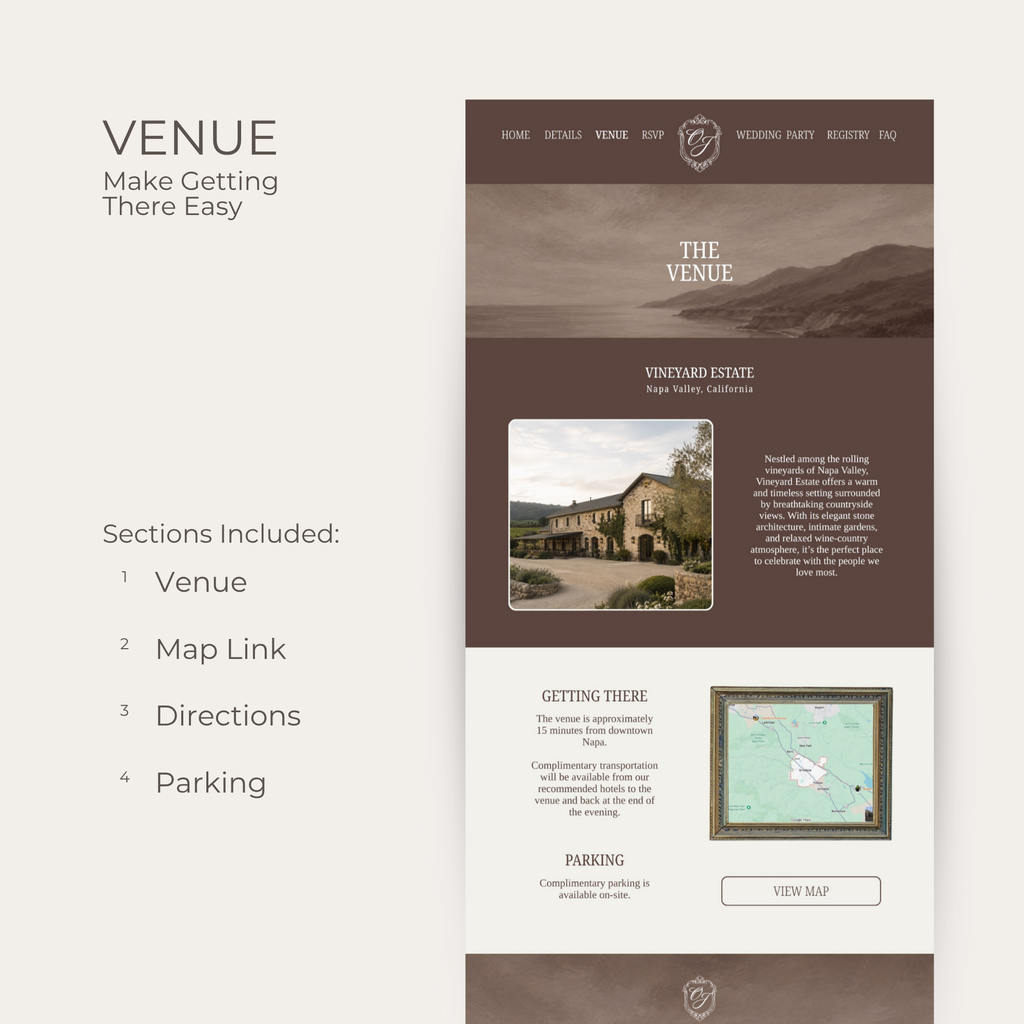 Wedding Website Template - Brown, Lace, Vintage