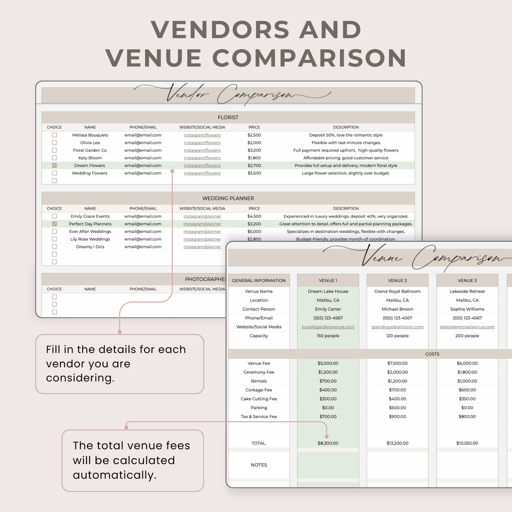 Ultimate Wedding Planner: Spreadsheets and Canva templates.