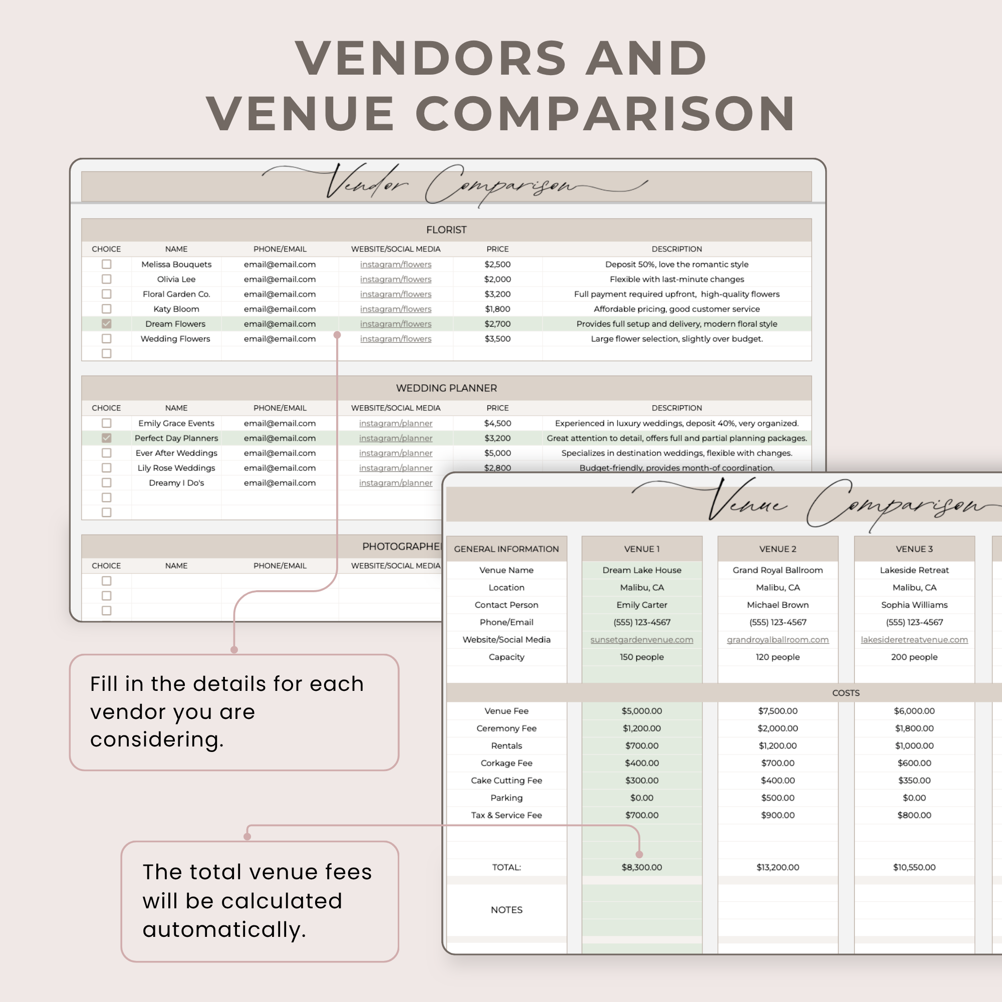 Ultimate Wedding Planner: Spreadsheets and Canva templates.