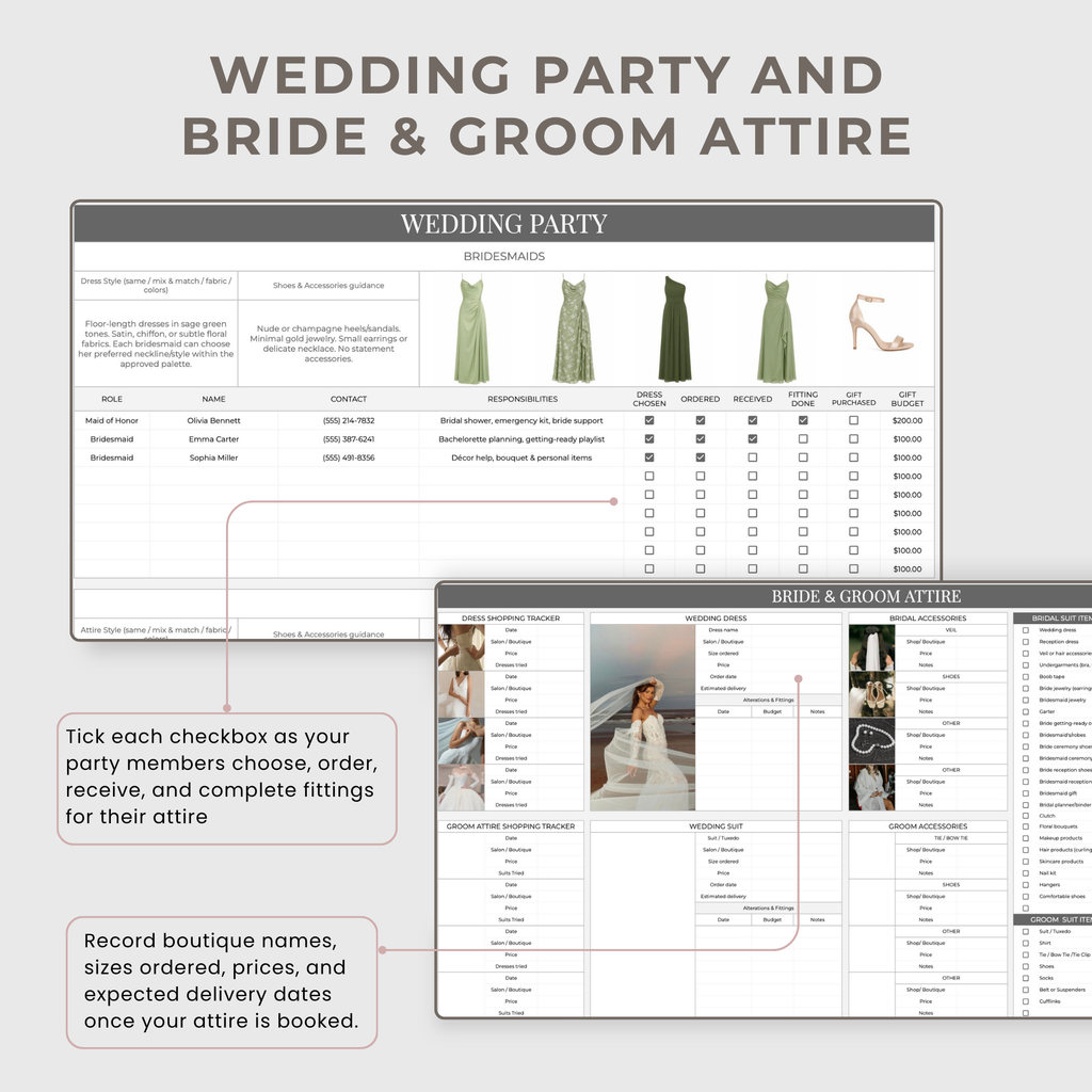 Wedding Planner Spreadsheets & Wedding Day Binder
