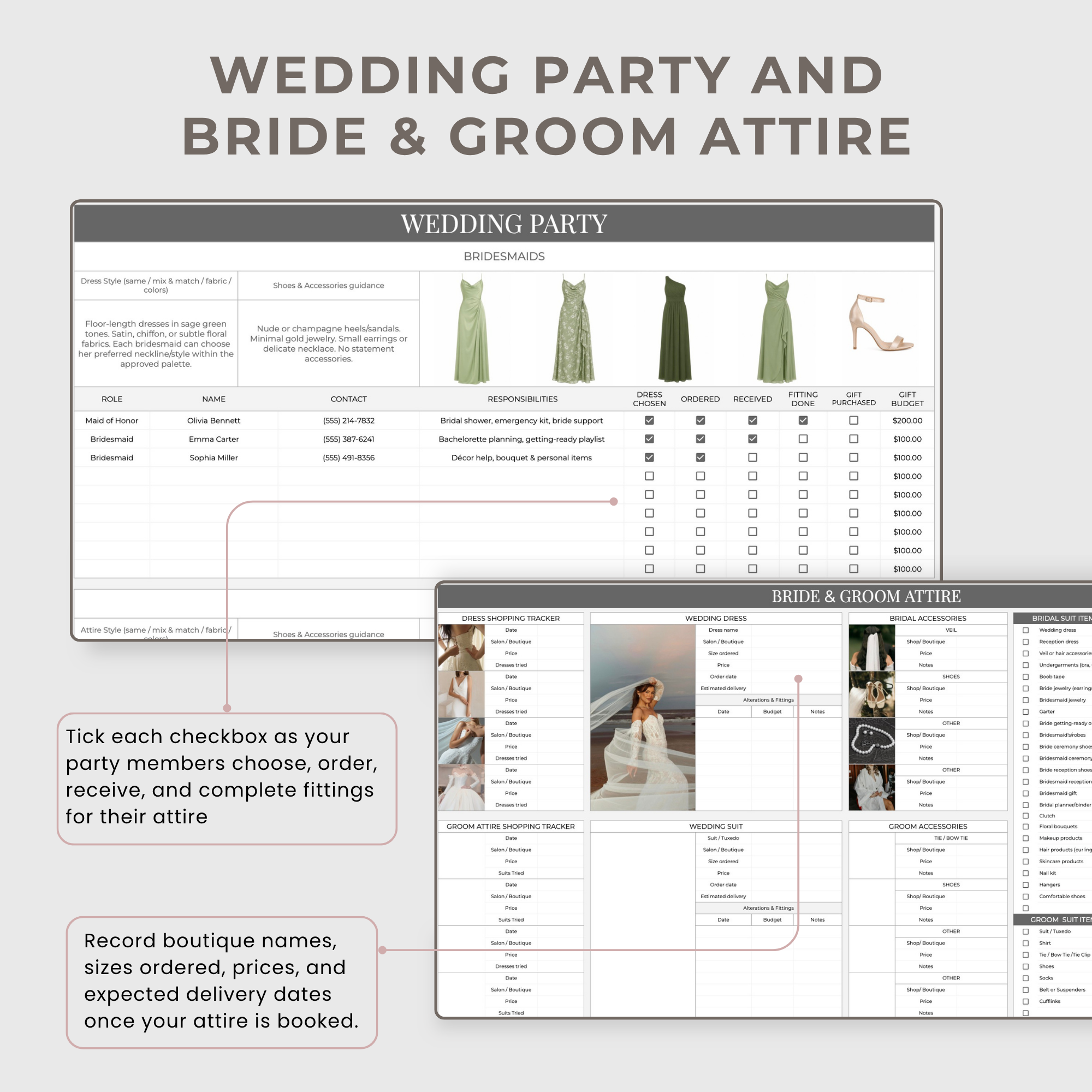 Wedding Planner Spreadsheets & Wedding Day Binder